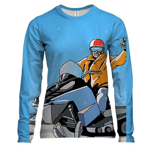 Жіночий 3D лонгслів Man and Snowmobile