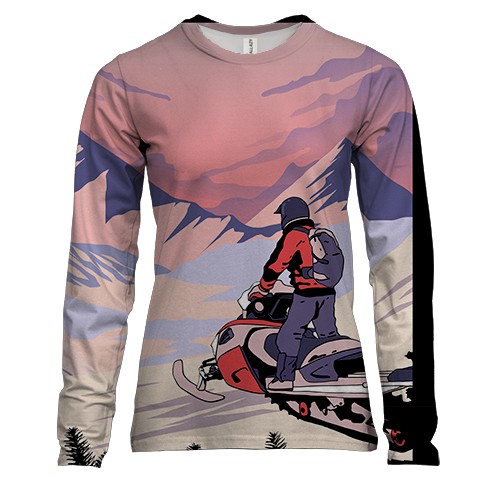 Женский 3D лонгслив Snowmobile and Mountain Landscape