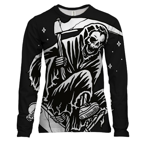 Жіночий 3D лонгслів Death with skate