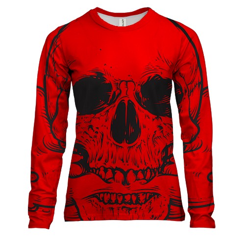 Жіночий 3D лонгслів Skull with smoke