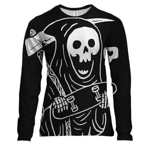 Женский 3D лонгслив Death loves a skate