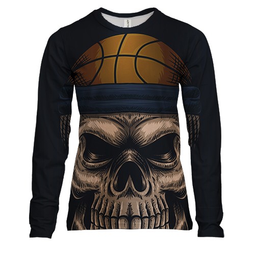 Женский 3D лонгслив Angry Skull Basketball