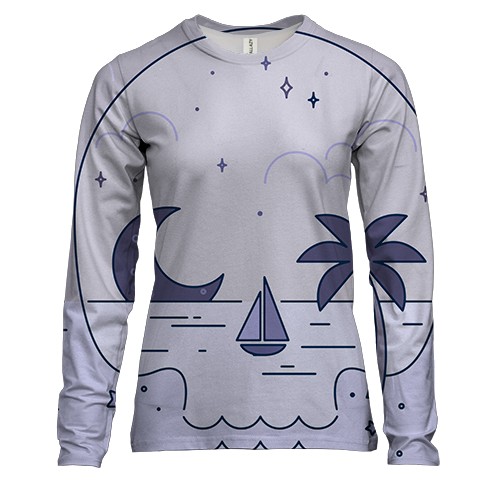 Жіночий 3D лонгслів Skull and Sea Landscape