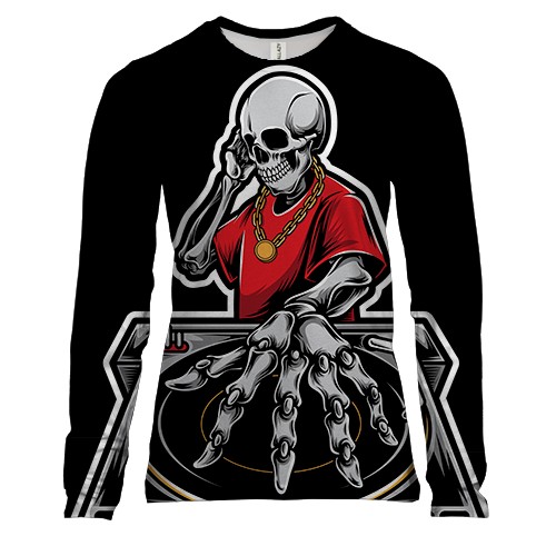 Жіночий 3D лонгслів Skull DJ