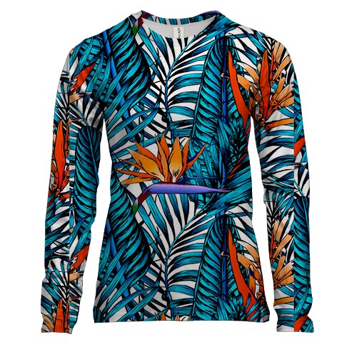 Жіночий 3D лонгслів Тропічні листя патерн