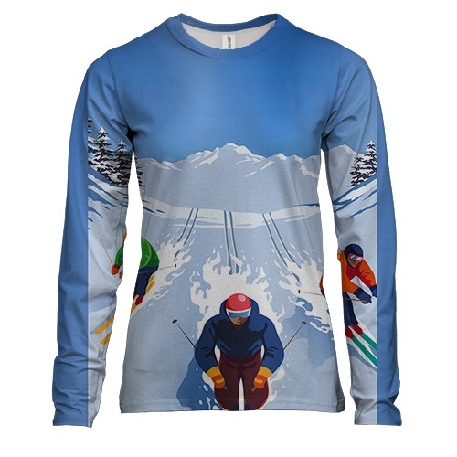 Женский 3D лонгслив Skiers Art