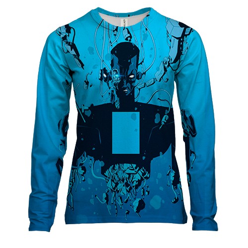 Жіночий 3D лонгслів Любов смерть і роботи. блакитний