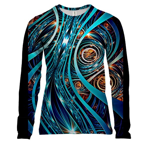 Женский 3D лонгслив Абстракция с голубыми линиями