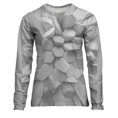 Женский 3D лонгслив Белая 3D абстракция