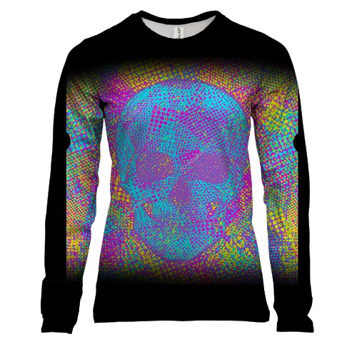 Женский 3D лонгслив Череп из неоновых точек