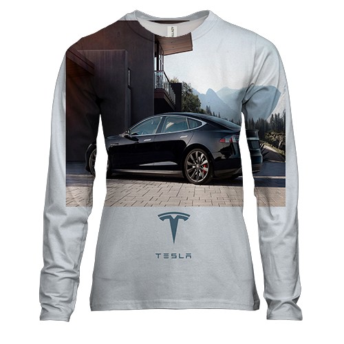 Жіночий 3D лонгслів чорна Тесла
