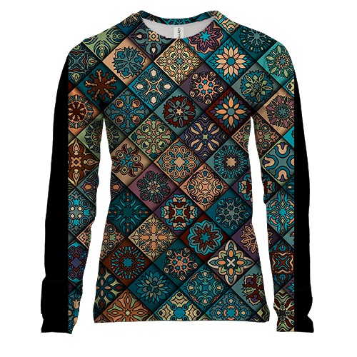 Жіночий 3D лонгслів Клітини з візерунками