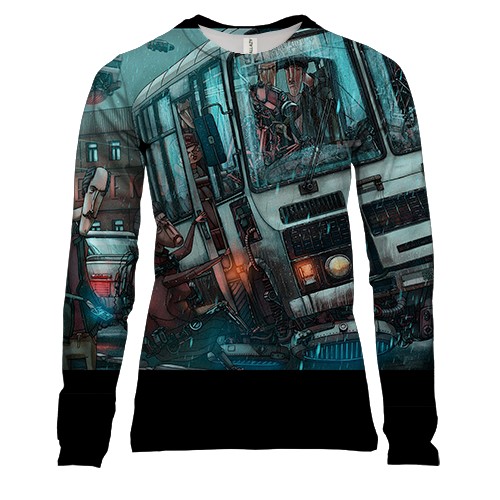 Жіночий 3D лонгслів футуристичний автобус