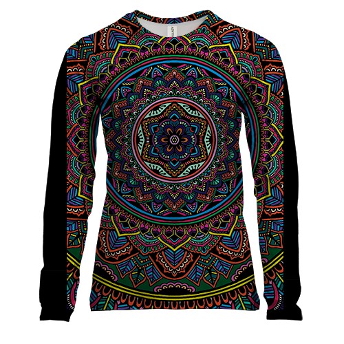 Женский 3D лонгслив Красная мандала