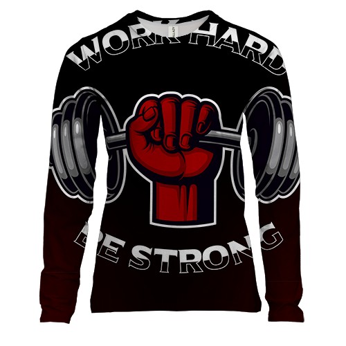 Жіночий 3D лонгслів Work Hard Ba Strong