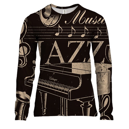 Жіночий 3D лонгслів Jazz Music Instruments