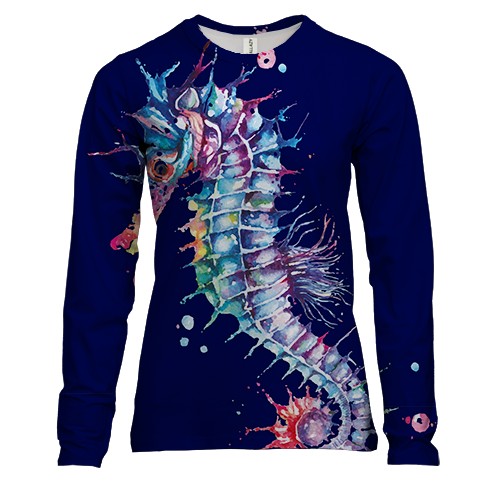 Женский 3D лонгслив Sea ​​Horse Art