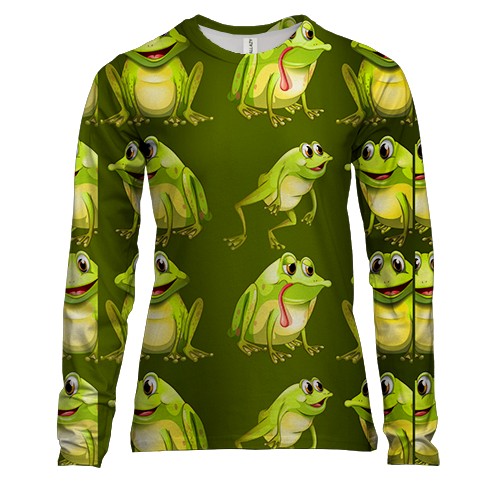 Женский 3D лонгслив с прикольными лягушками