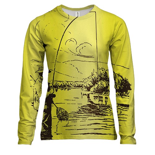 Женский 3D лонгслив Рыбак с удочкой Арт