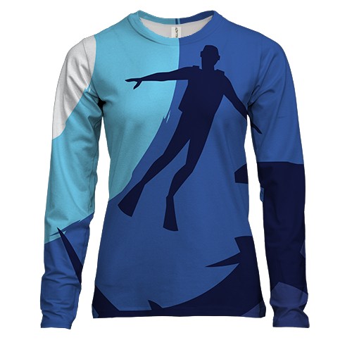 Женский 3D лонгслив Силуэты на дне океана