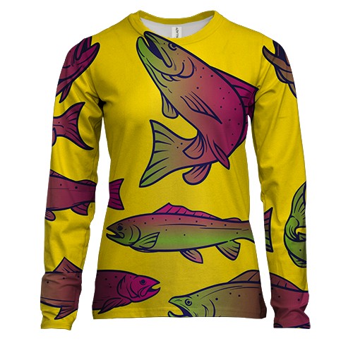 Женский 3D лонгслив с щуками