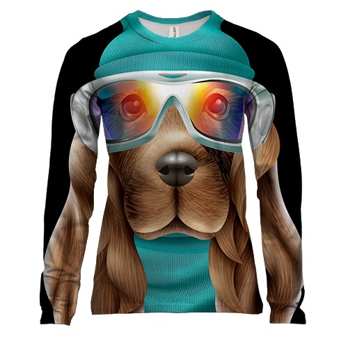 Женский 3D лонгслив Собака в лыжной маске