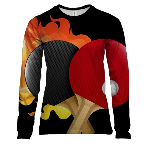 Женский 3D лонгслив с ракетками для пинг-понга