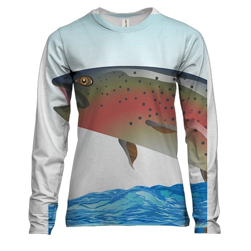 Женский 3D лонгслив Рыба в прыжке