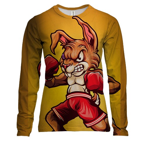 Жіночий 3D лонгслів Заєць-боксер