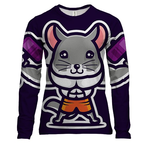 Жіночий 3D лонгслів Миша-спортсмен