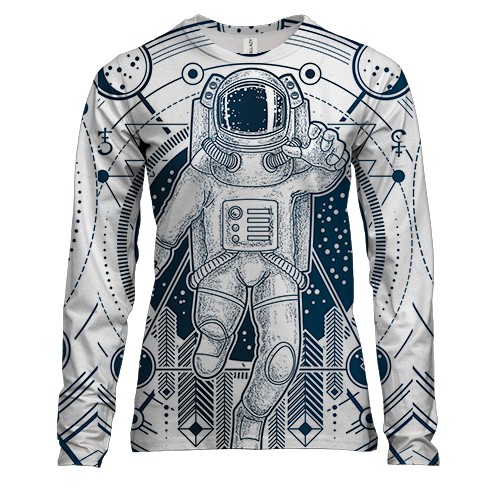 Женский 3D лонгслив Космонавт в орнаментах