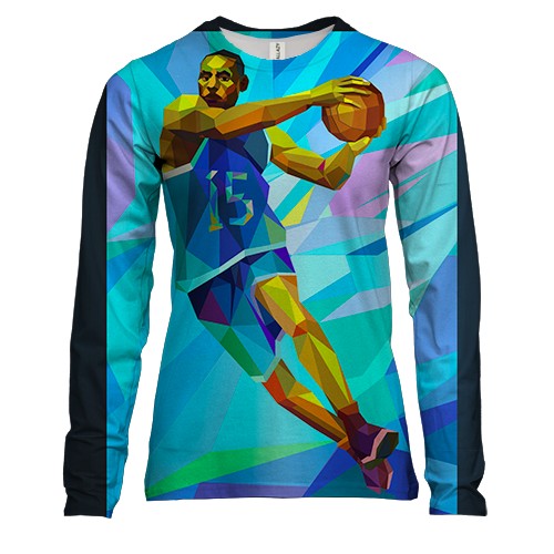 Женский 3D лонгслив Basketball Player Low Poly