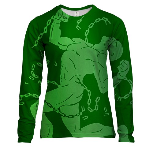 Женский 3D лонгслив Силач рвет цепи