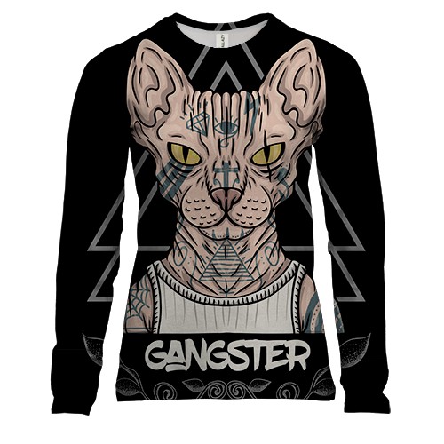 Женский 3D лонгслив Gangster Cat