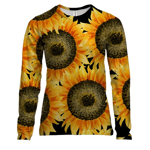 Женский 3D лонгслив с большими подсолнухами