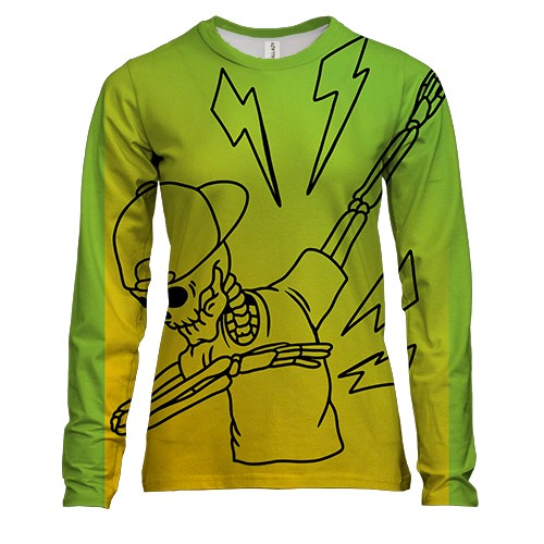 Женский 3D лонгслив Скелет в кепке