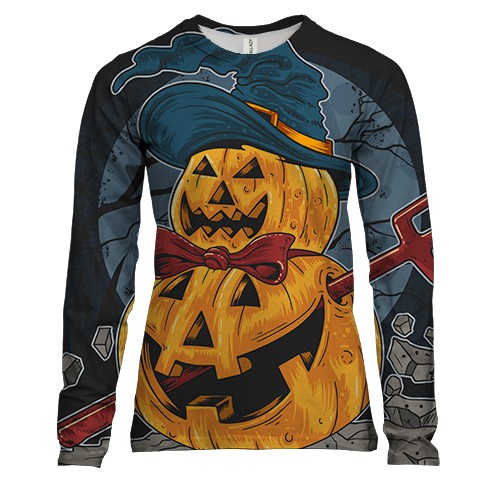 Женский 3D лонгслив Хэллоуинские тыквы