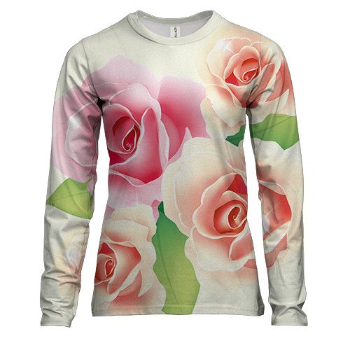 Женский 3D лонгслив с нежными розами