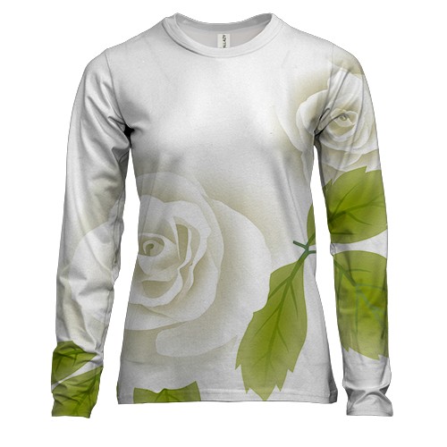 Жіночий 3D лонгслів з білими трояндами