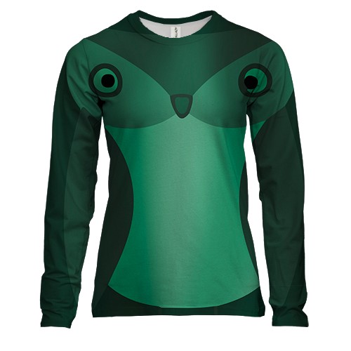 Женский 3D лонгслив с зеленой совой