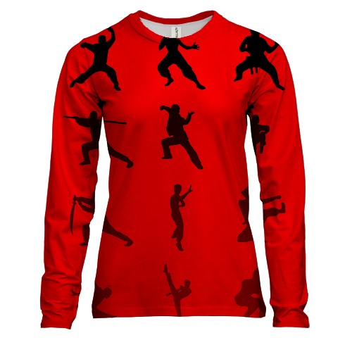Женский 3D лонгслив Позы кунг-фу