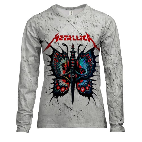 Женский 3D лонгслив Metallica с бабочкой