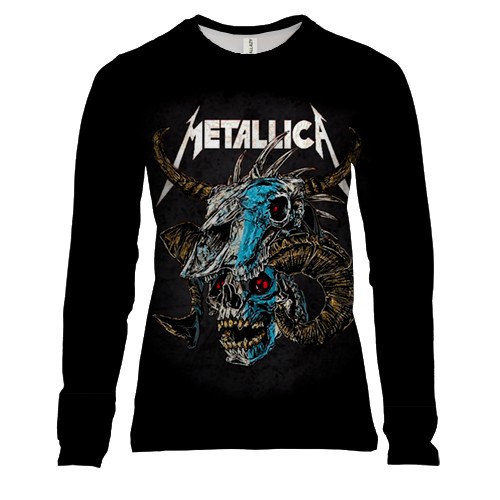 Женский 3D лонгслив Metallica (с черепом быка)
