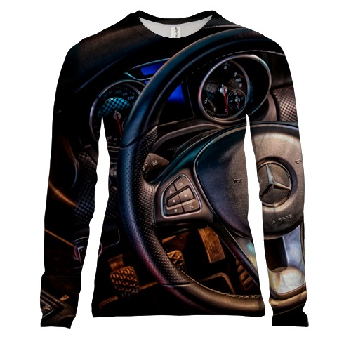 Жіночий 3D лонгслів Руль Mercedes Benz