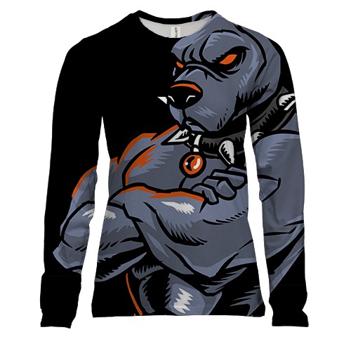 Женский 3D лонгслив с борцовской собакой