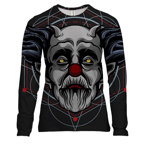 Женский 3D лонгслив с грустным клоуном