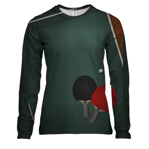 Жіночий 3D лонгслів с настольным теннисом и ракетками