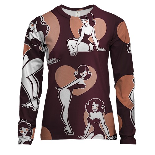 Женский 3D лонгслив с поп-арт девушками