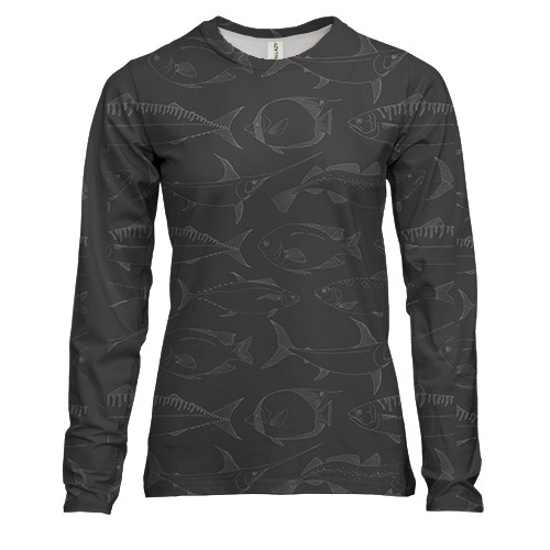 Жіночий 3D лонгслів з кавовими рибками