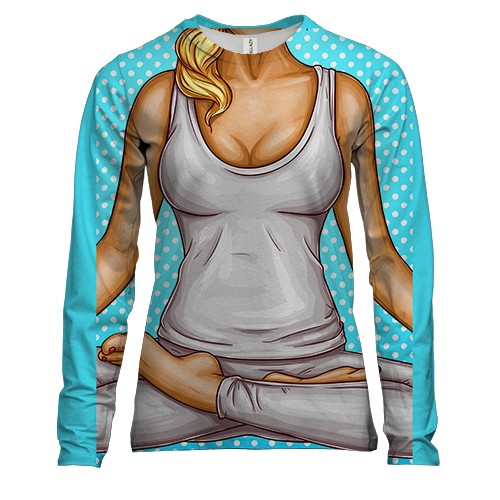 Женский 3D лонгслив с медитирующей девушкой